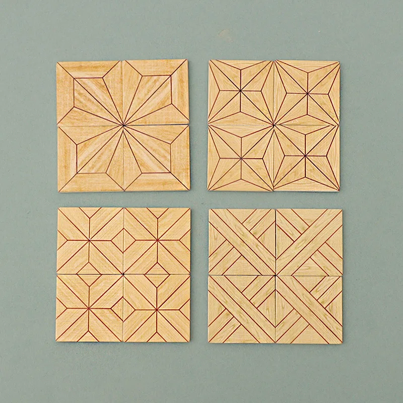 9-teiliges Set Miniatur-Holzbodenfliesen für Puppenhäuser, Simuliertes Mini-Bodenmodell 1:12, DIY Handgefertigte Szenen-Dekoration, Puppenzubehör