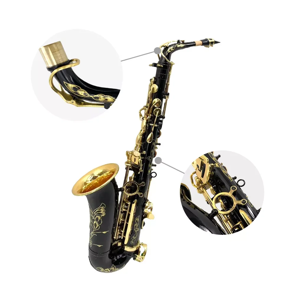 

Black Alto Saxophone Eb Flat Sax Brass Instrument with Case & Accessories