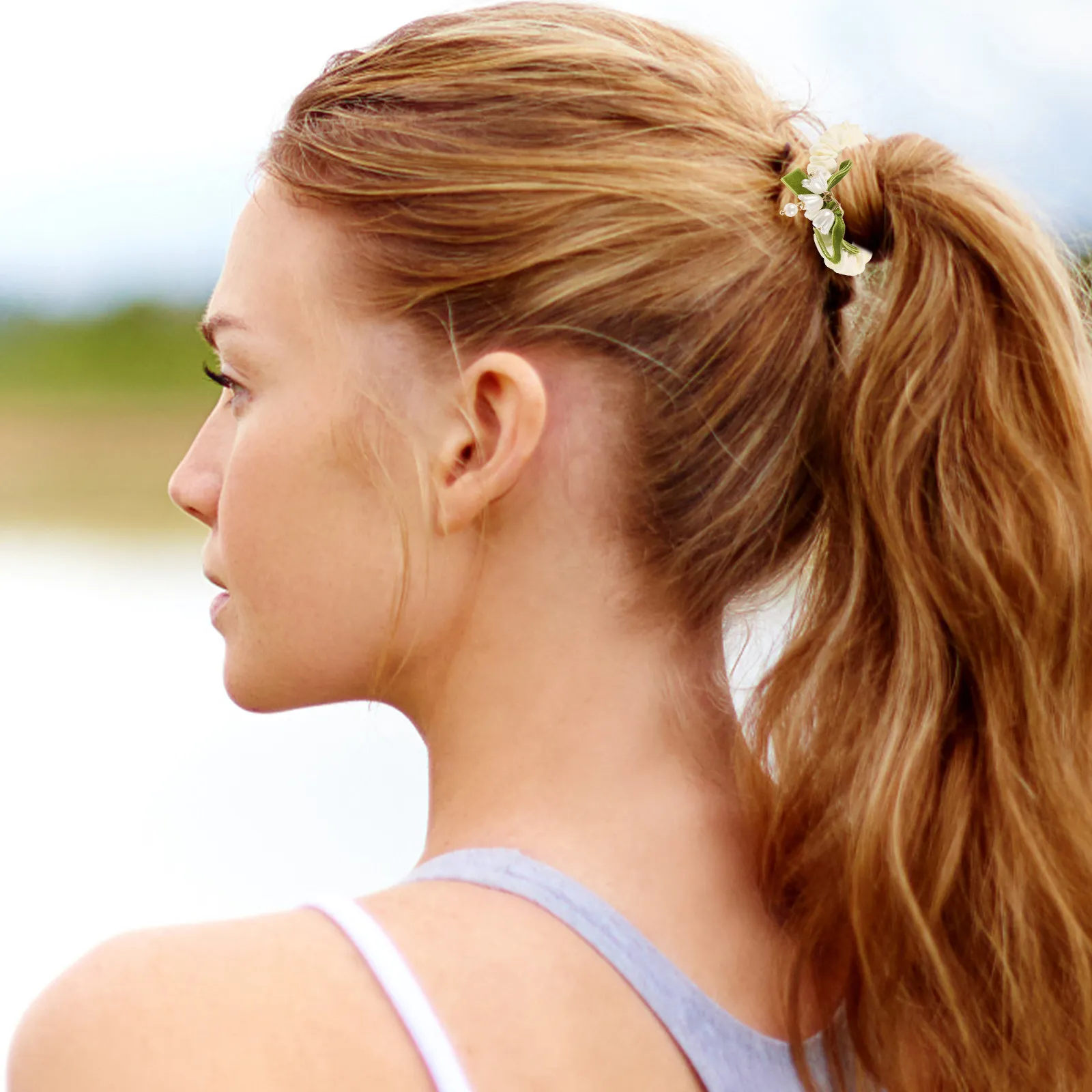 

8 шт. женских резинок для волос с принтом ландышей, мягкие эластичные резинки для причесок-пучков и хвостиков, аксессуары для волос в виде браслетов