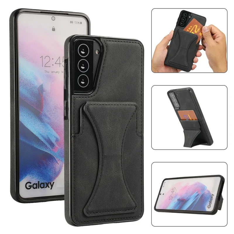 Luxury Slim Fit Leather Cover for Samsung Galaxy A72 A52 A71 A51 A42 A32 A12 A21S A30S A50S A20 Card Slots Shockproof Stand Case
