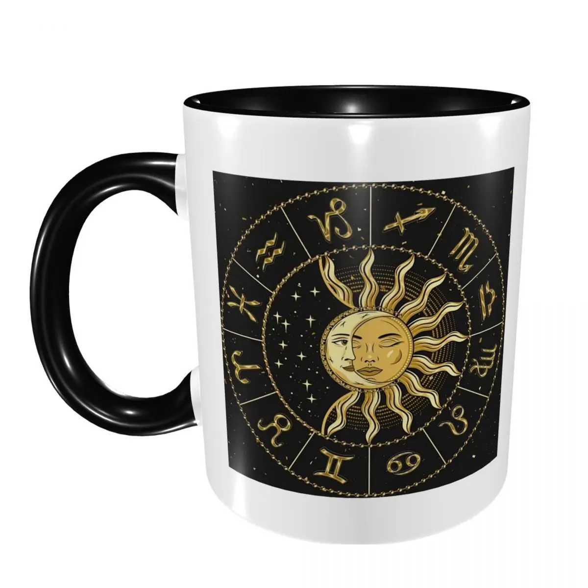 Horoscope Wheel With Zodiac Signs Mug Funny Ceramic Coffee Cups Tea Mugs Milk Cup Drinkware Gifts for Woman Man