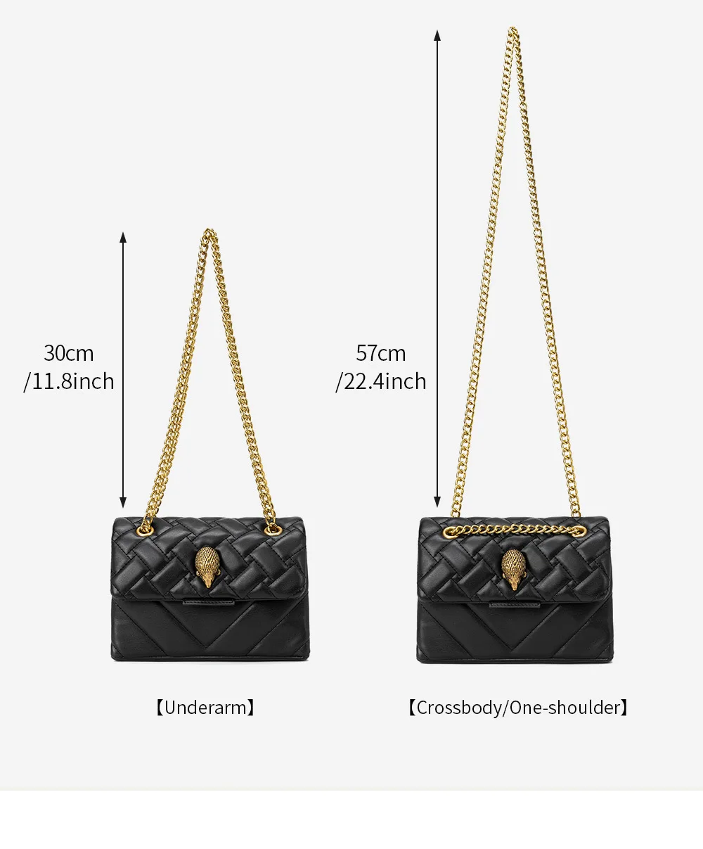 2026 neue modische Ketten-Igel-Umhängetasche für Damen, kleine Tasche, Umschlagtasche, Schultertasche, Crossbody-Tasche – Detail 11