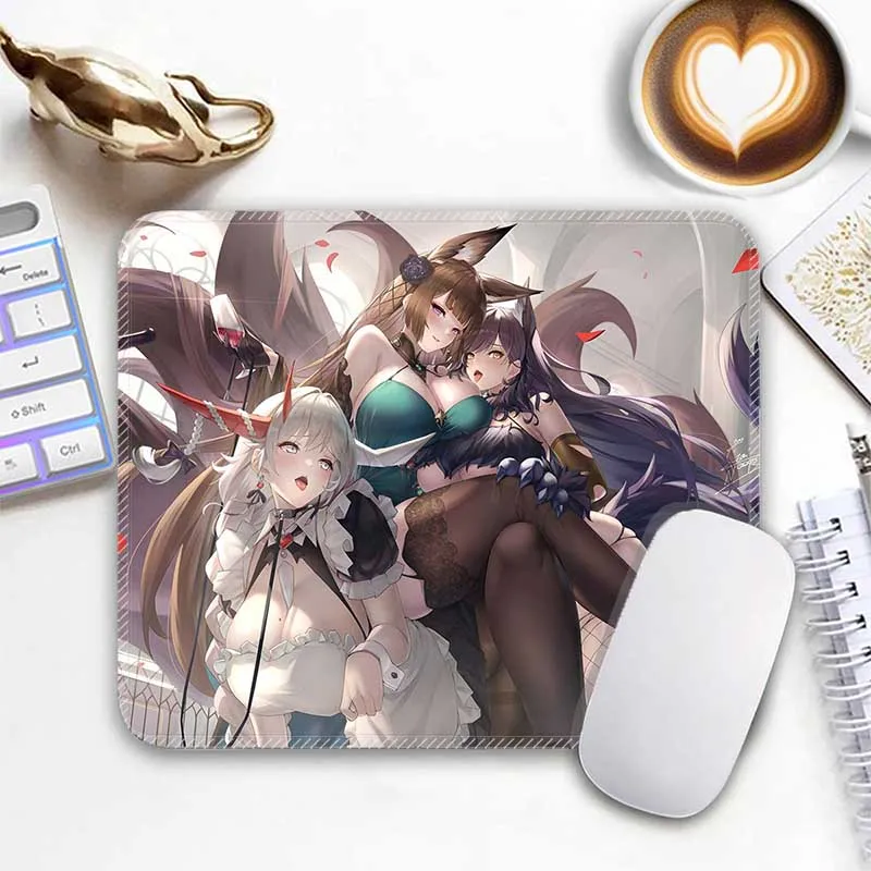 

A_Azur Lane Standard Anime Mouse Pad Amagi,Laffey,Musashi Edge Stitched Small Mousepad Travel MousePads Non-Slip Office Mousemat
