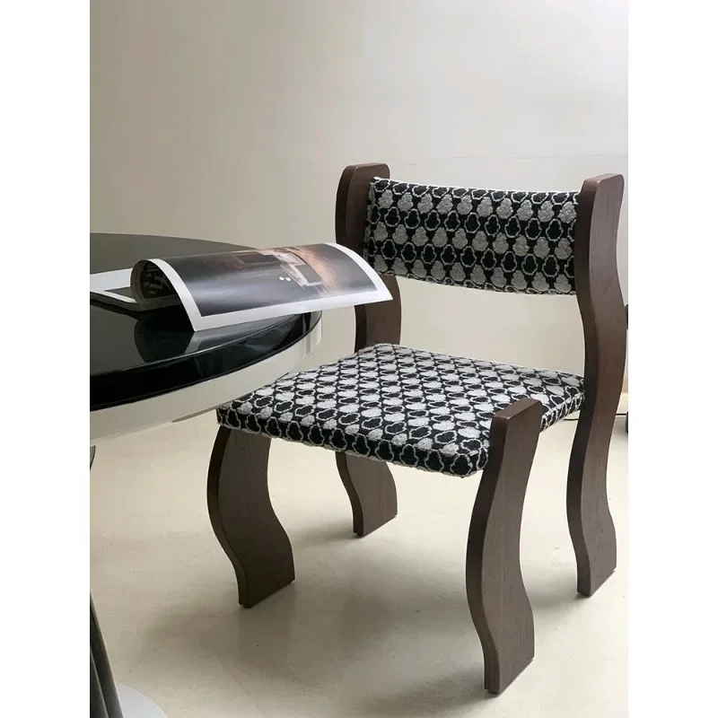 Medieval style dining table chair back chair household solid wood Internet celebrity retro leisure chair
