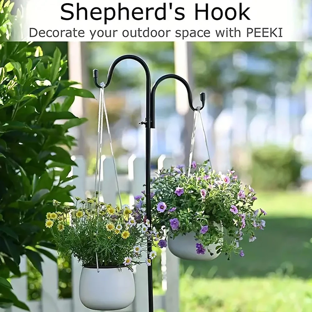 

1pcs Shepherd's Hook Garden Ground Plant Stand Lantern Stake Flower Basket Hanging Basket Wall Hanging Flower Pot Holder Hanger