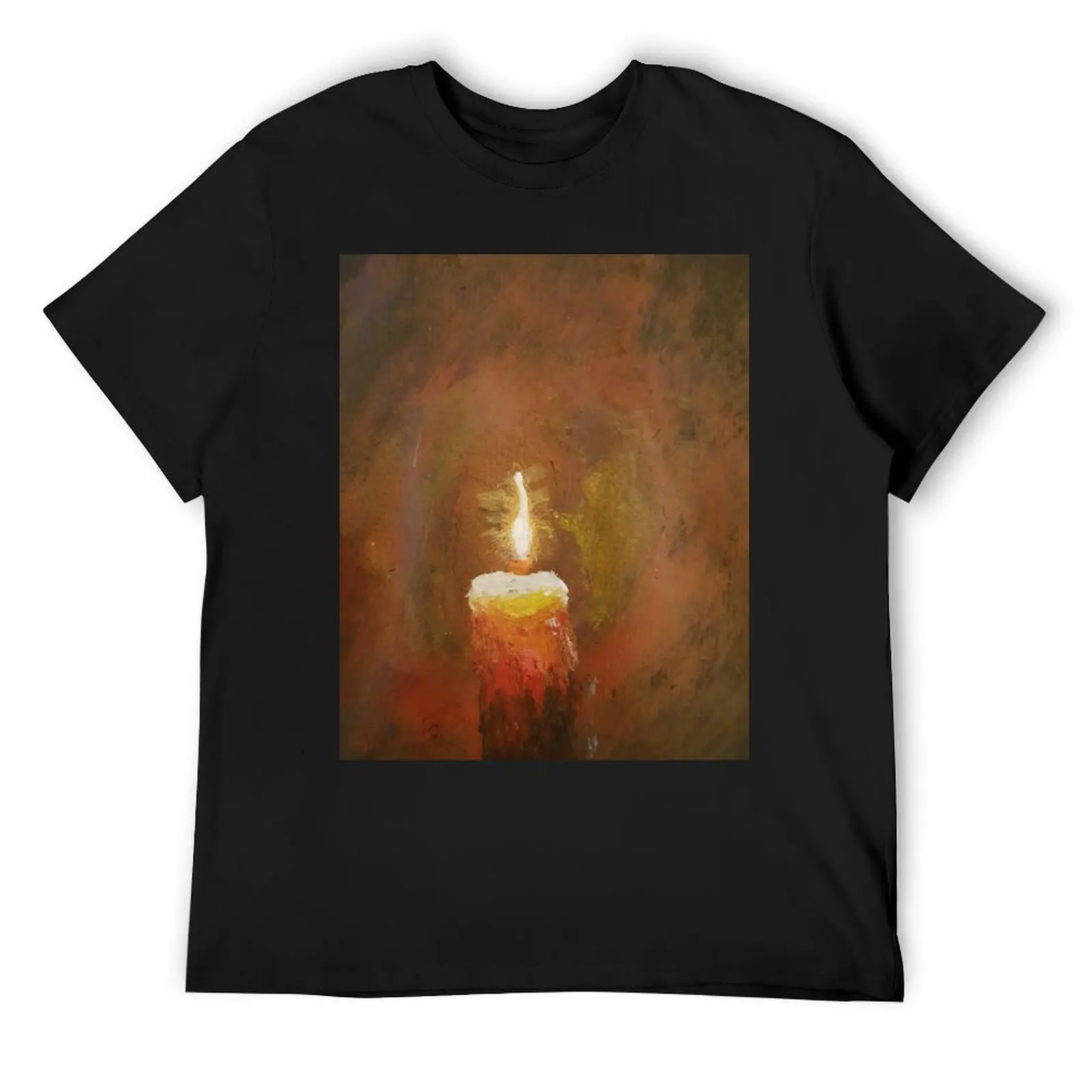 Candle flame on black background T-Shirt heavyweights customizeds vintage t shirts T-shirts for men cotton