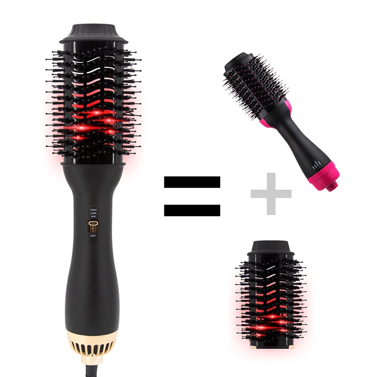 مخصص المهنية 3 في 1 الأشعة تحت الحمراء الساخنة الباردة 1200 واط فرشاة شعر مجفف مشط خطوة واحدة البخاخة مجفف الشعر