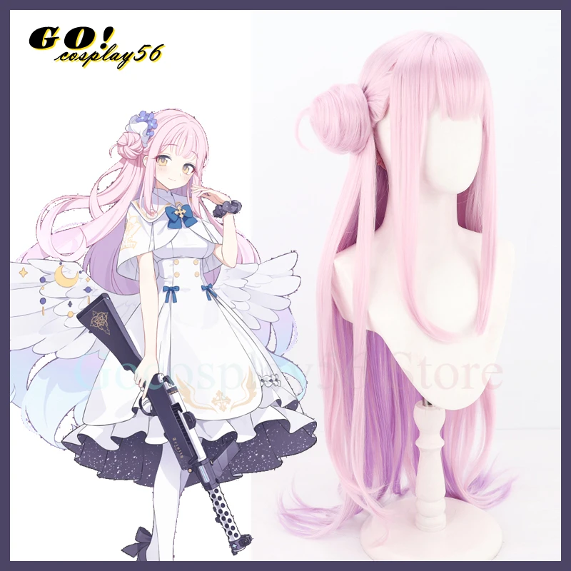 Blue Archive Misono Mika parrucca Cosplay Bun 85cm rosa chiaro viola lungo rettilineo progetto di capelli sintetici MX ragazze copricapo