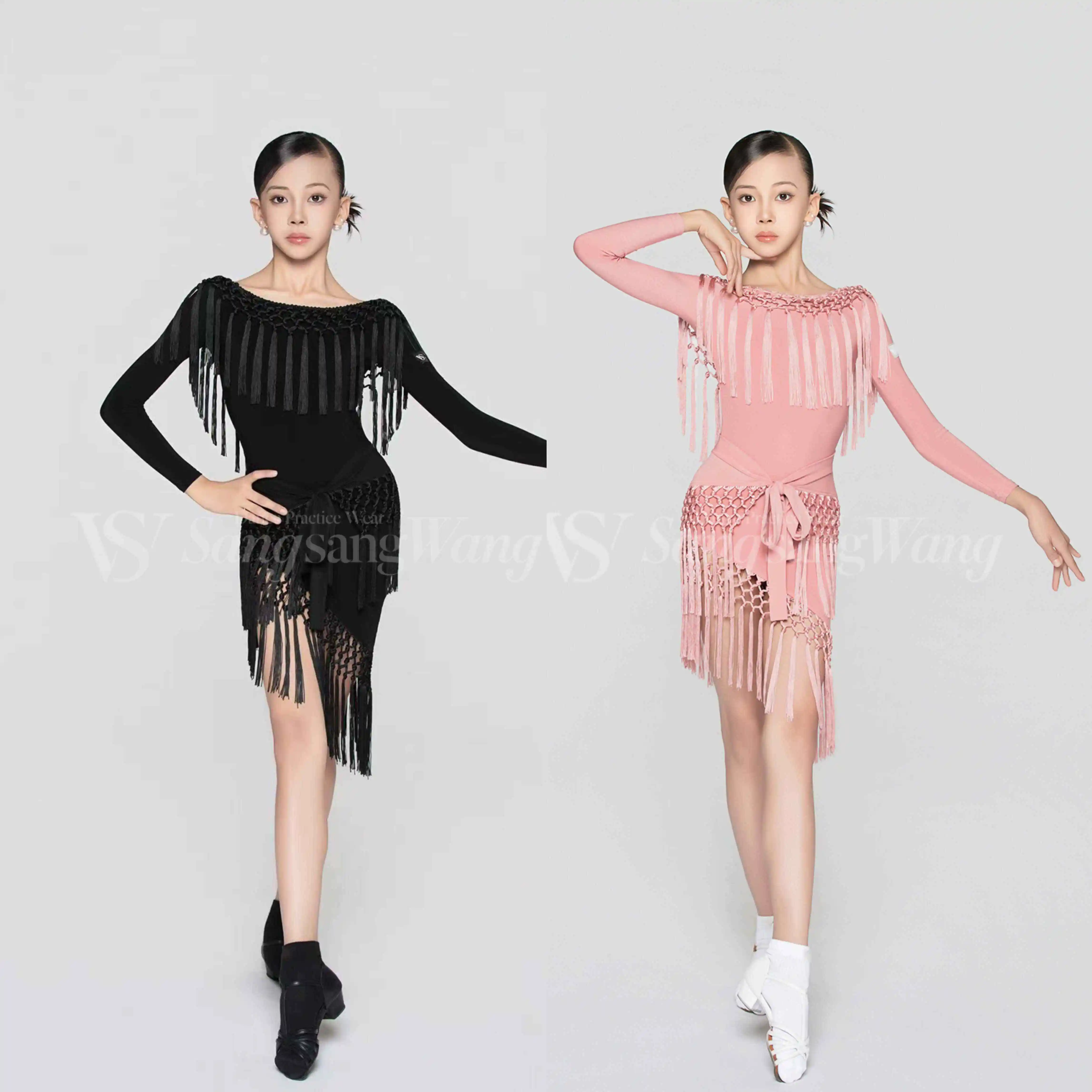 vestido-de-baile-latino-con-borlas-tejidas-ropa-de-baile-de-rendimiento-para-ninas-vestido-de-manga-larga-rosa-y-negro-vestido-de-practica-latina-para-ninos-dnv25275