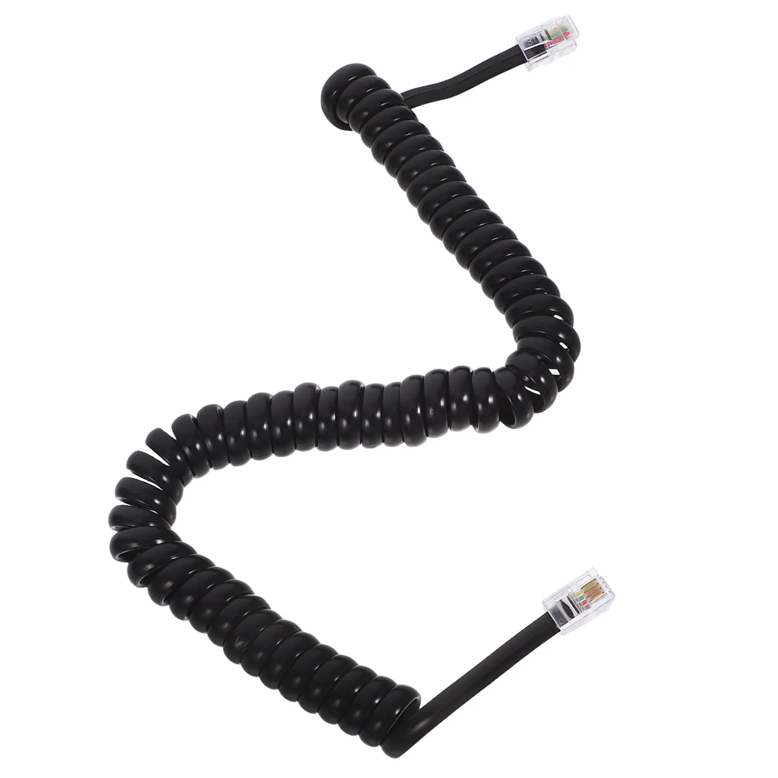 Phone Cord Telephone Coil Curly Cable Black Rj9 Connector Extendable Landline Receiver Cable Office Home Accessory