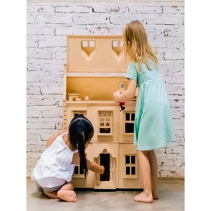 Wooden Victoria Doll House Four-story European-style villa Children's play house