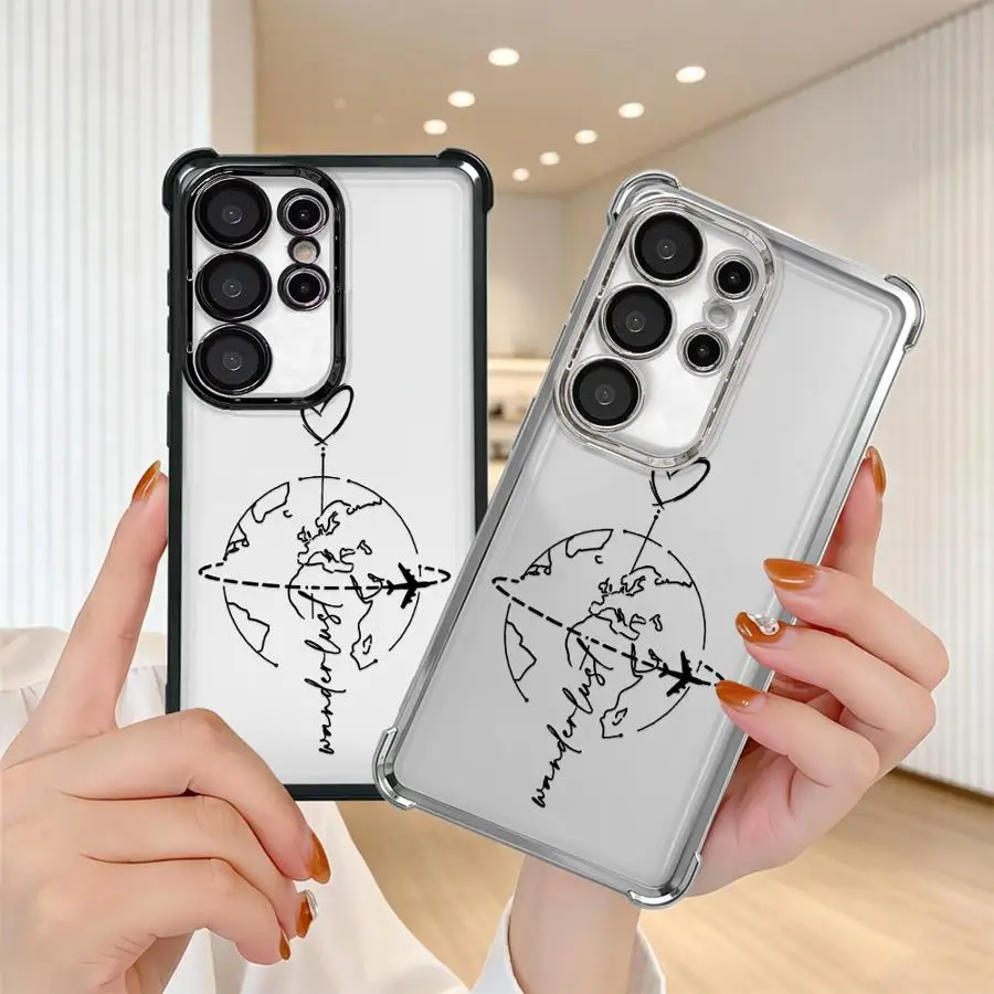 Wanderlust Globe Case for Samsung Galaxy S26 Ultra S24Ultra S25 Edge S20 FE S21 Plus S24 S22 Ultra S23 S25Ultra Phone Cover