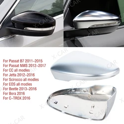1Pair For Volkswagen VW Passat B7 2011-2015 CC Jetta Scirocco Beetle Eos Matte Chrome Rearview Side Mirror Cover Cap Lid