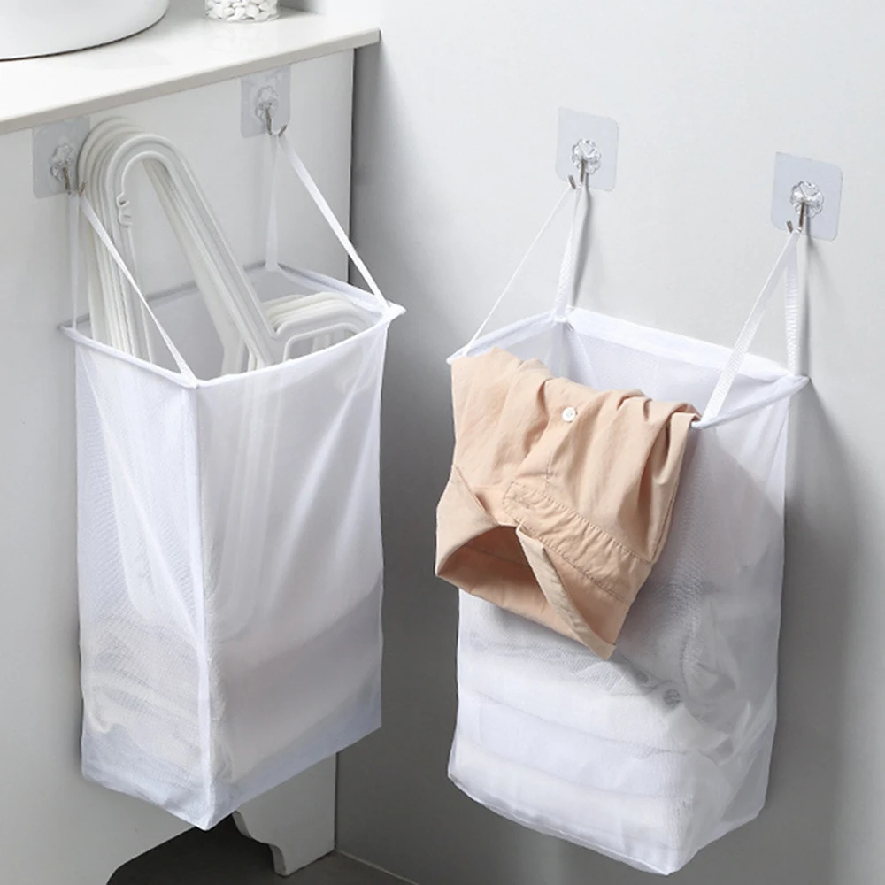 

Wall Hanging Laundry Baskets Dirty Clothes Storage Punch-free Bag For Bathroom Screws-free Organizador Корзина Для Белья