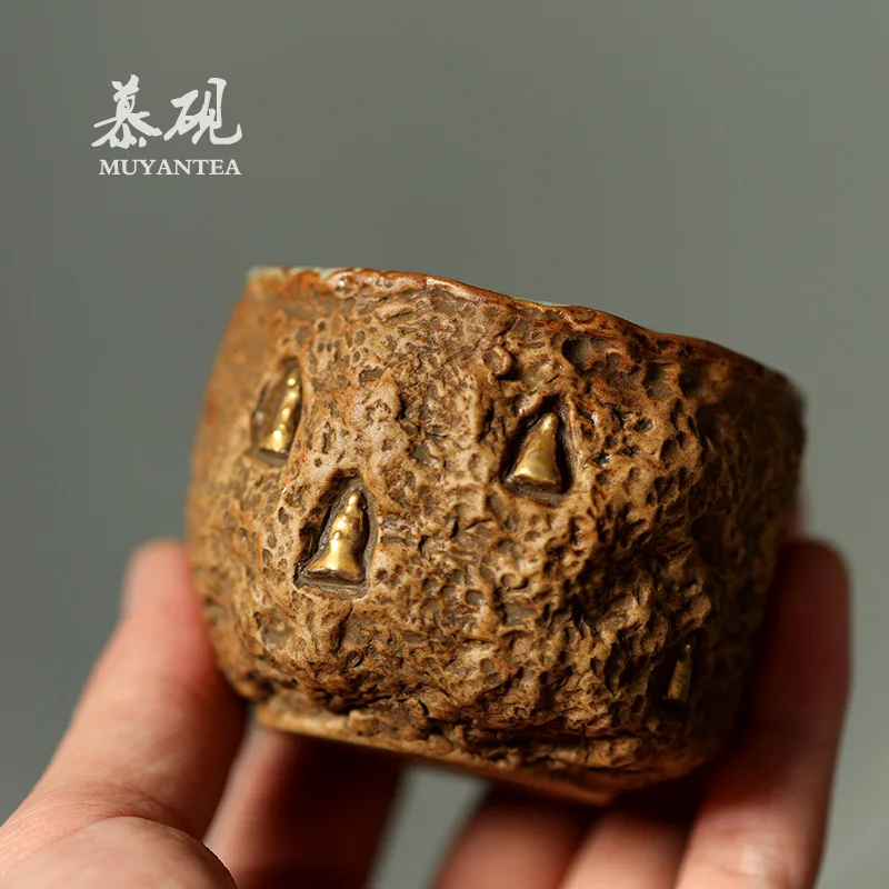 Mu Yan's Handcrafted, Wood-Fired Purely Handmade, From Dunhuang's Wuxiang Buddhist Cave, Master Cup, Creative Wabi-Sabi Style,