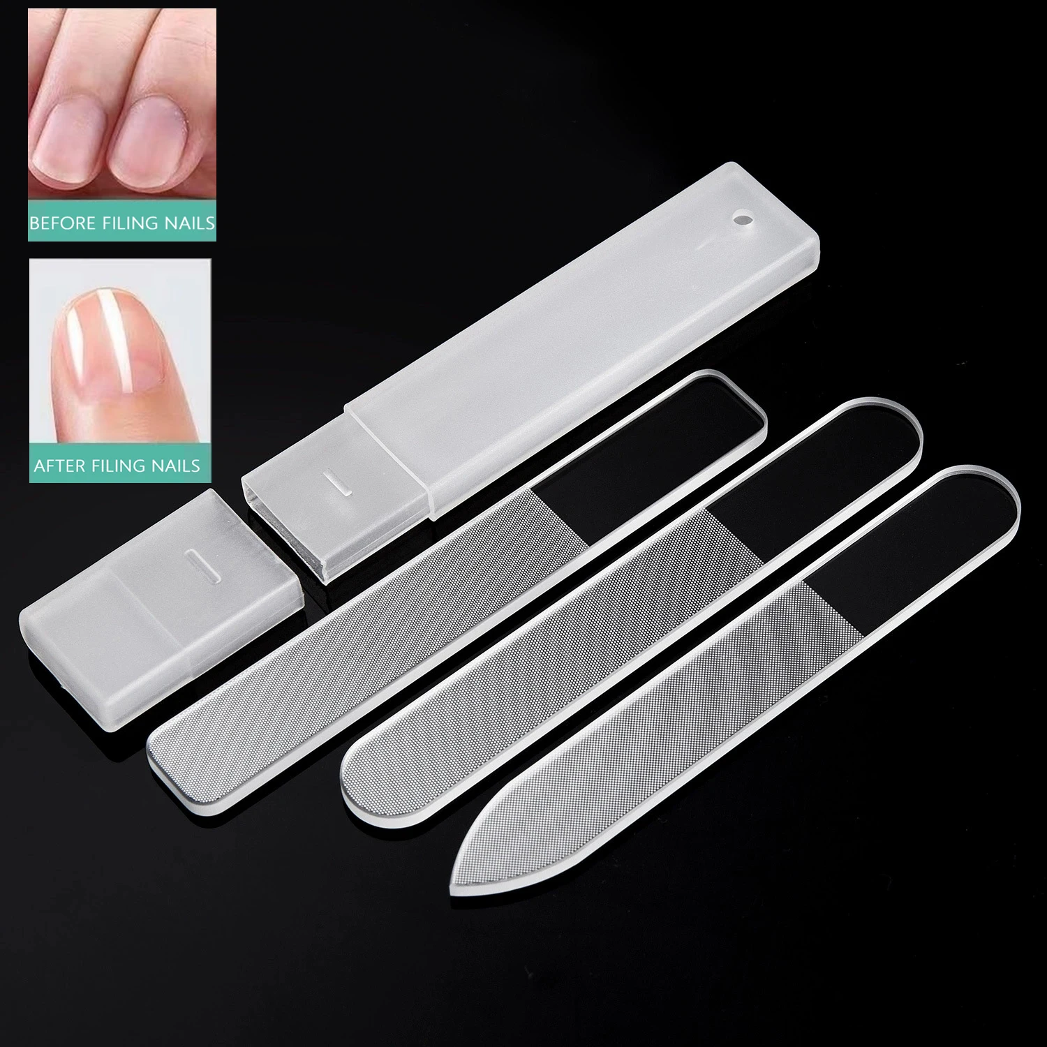 Pilnik do paznokci, przezroczysty, do polerowania, szlifowania, trwały, z nano szkła, profesjonalne akcesoria i narzędzia do manicure.