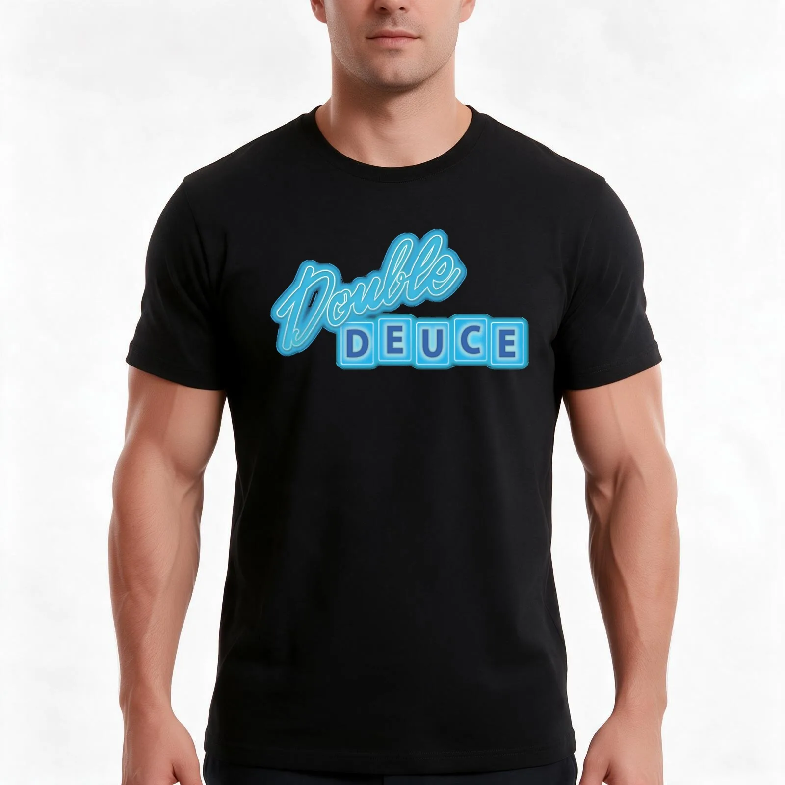 Double Deuce T-Shirt, Summer Casual Cotton Tee, Oversized Streetwear Tops, Vintage Graphic Print, Loose Fit Short Sleeve