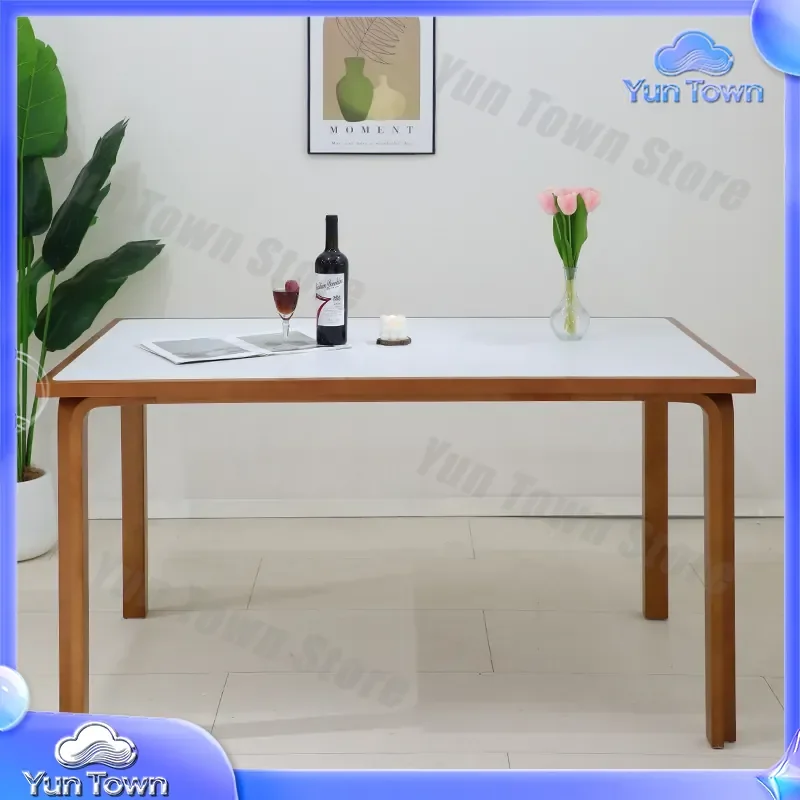 Nordic Retro Solid Wood Dining Table for Home Office Living Room Kitchen Modern Fireproof MDF Desk Medieval Rock Board Table