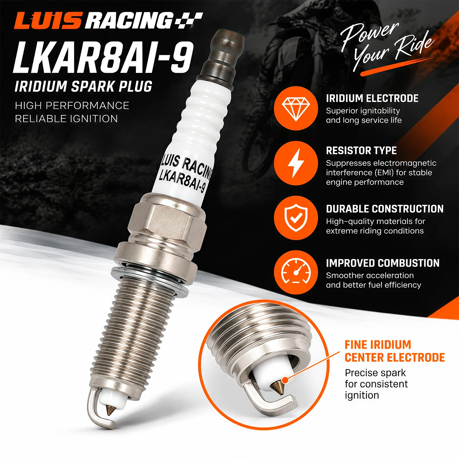 Motorcycle Spark Plug - LUIS RACING LKAR8AI-9 Vela de Ignição