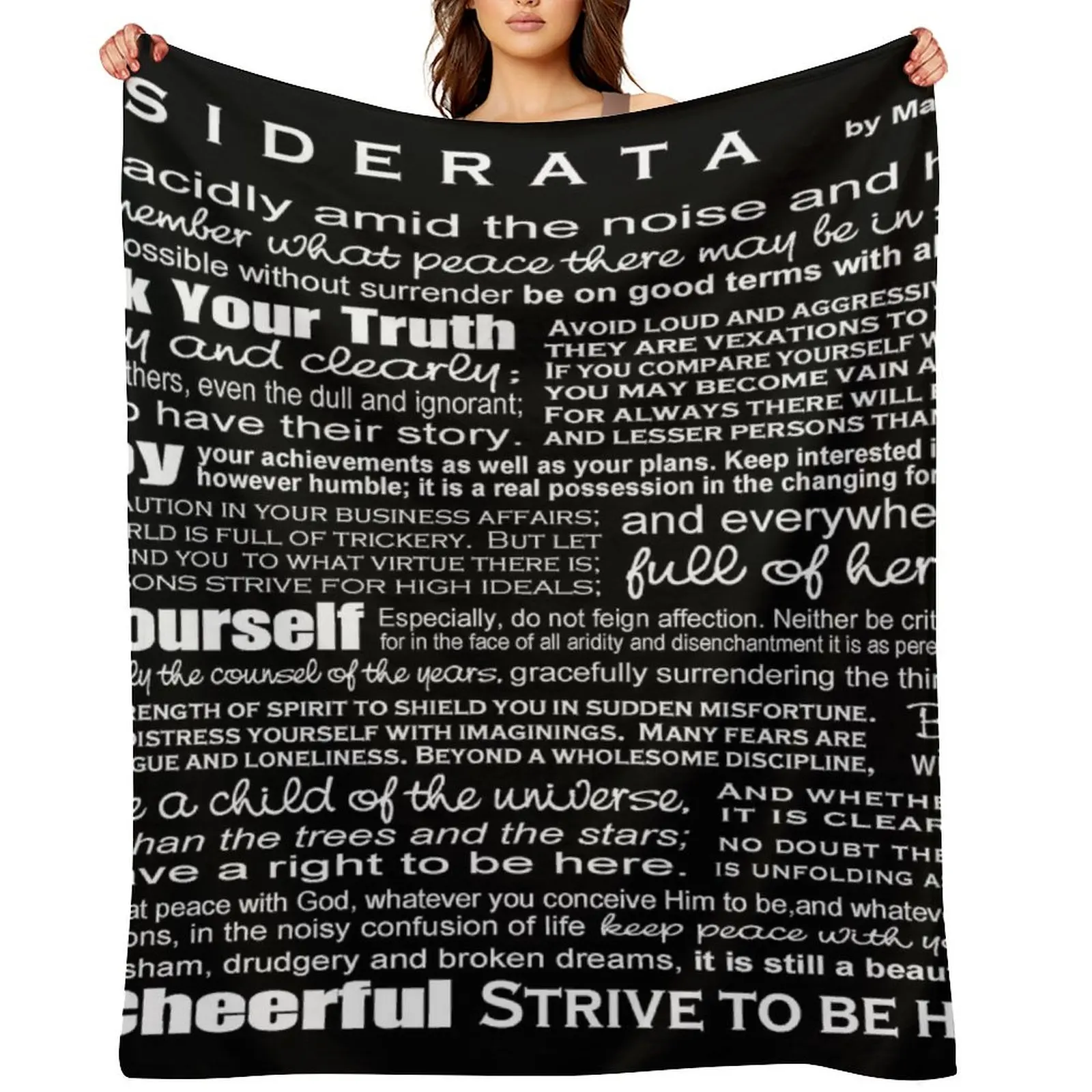

Desiderata - Black Throw Blanket Bed covers Blankets For Bed valentine gift ideas Shaggy Blankets