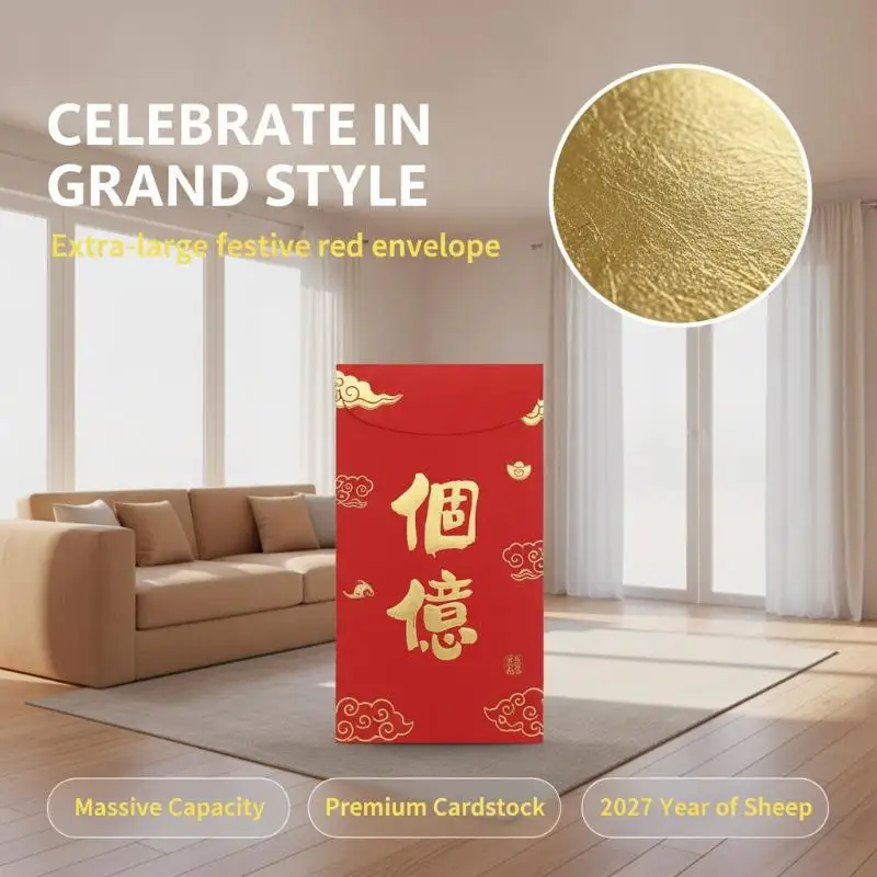 Wedding Lucky Hongbao 2027 Goat Year Creative Red Envelopes 10Pcs Reusable Cash Pouches for Lunar New Year Family Gift Giving