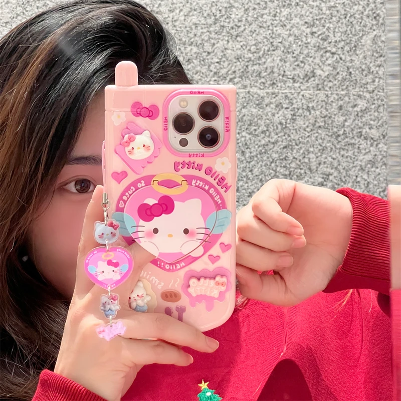 3D Cute Sanrio Hello Kitty Pochacco Kuromi Melody Pompompurin Cinnamoroll Phone Case For iPhone 15 14 13 12 11 Pro Max Cover