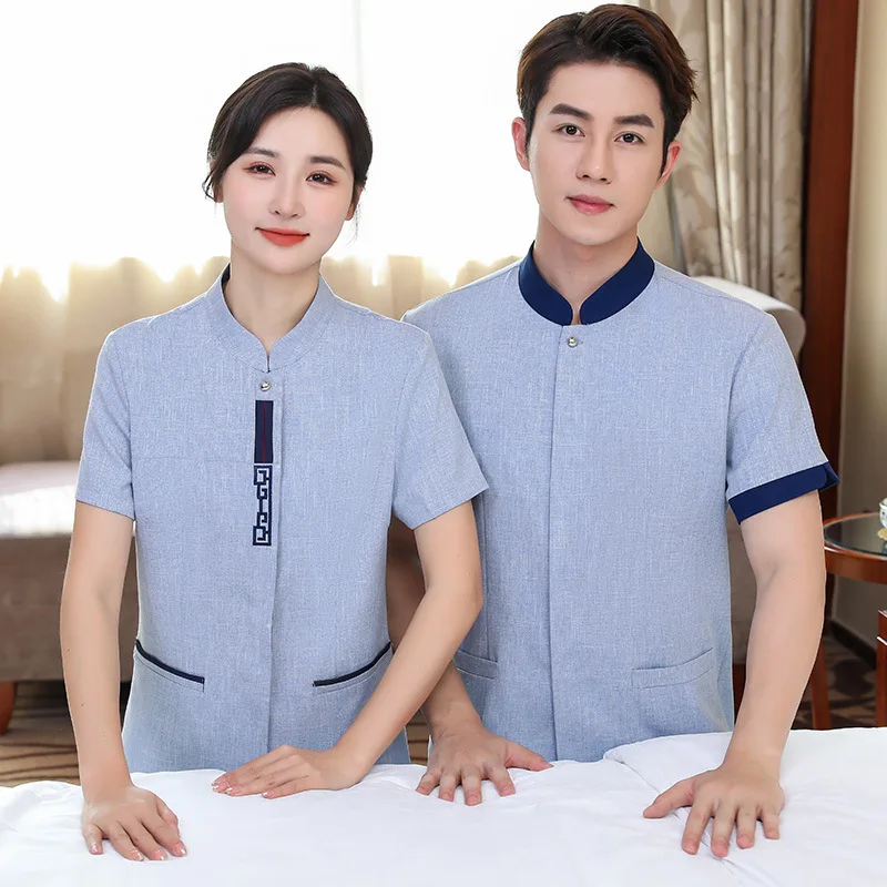 

Short-sleeved summer cleaning uniforms for women in hotels, guesthouses, room cleaners' workwear, property floor hospital unifor