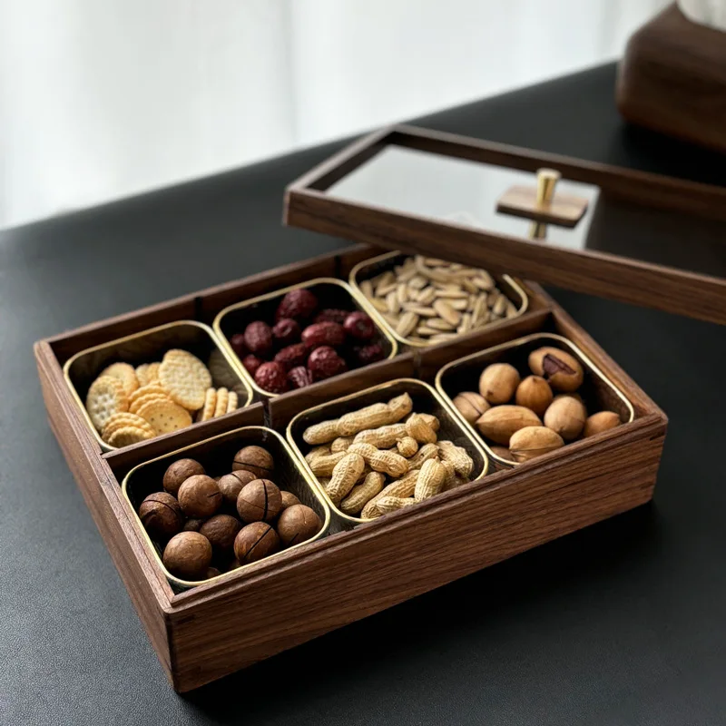 

Новинка — Китайский — Стильный ящик для хранения сухофруктов из цельного дерева для гостиной — идеально подходит для китайского нового года, вмещает семена дыни,