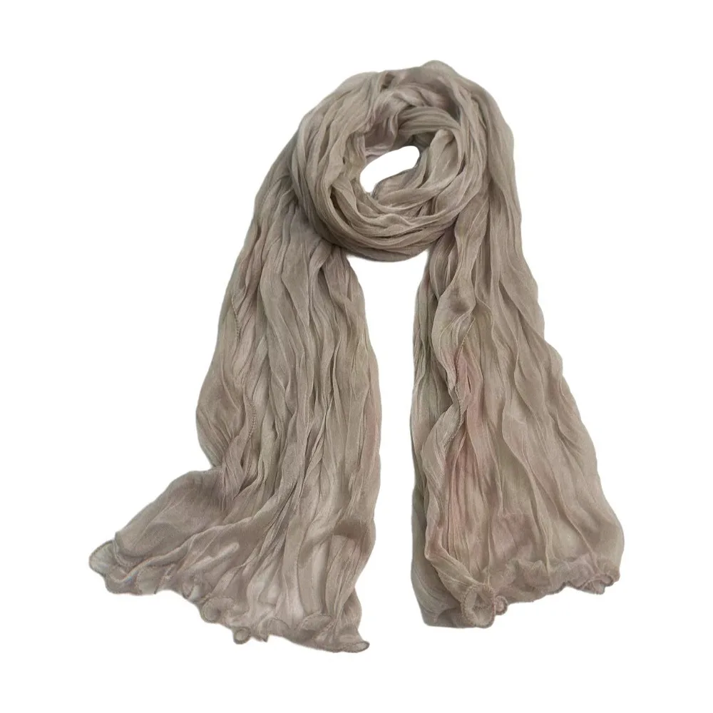 

Soft Solid Color Shiny Bubble Crepe Hijab Thin Sunscreen Musulman Hijab Scarf Long Pleated Muslim Wraps Shawl Female