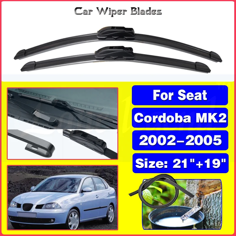 

Wiper Front Wiper Blades For Seat Cordoba MK2 2002-2005 2003 2004 Windshield Windscreen Clean Window Car Rain Brushes 21"+19"