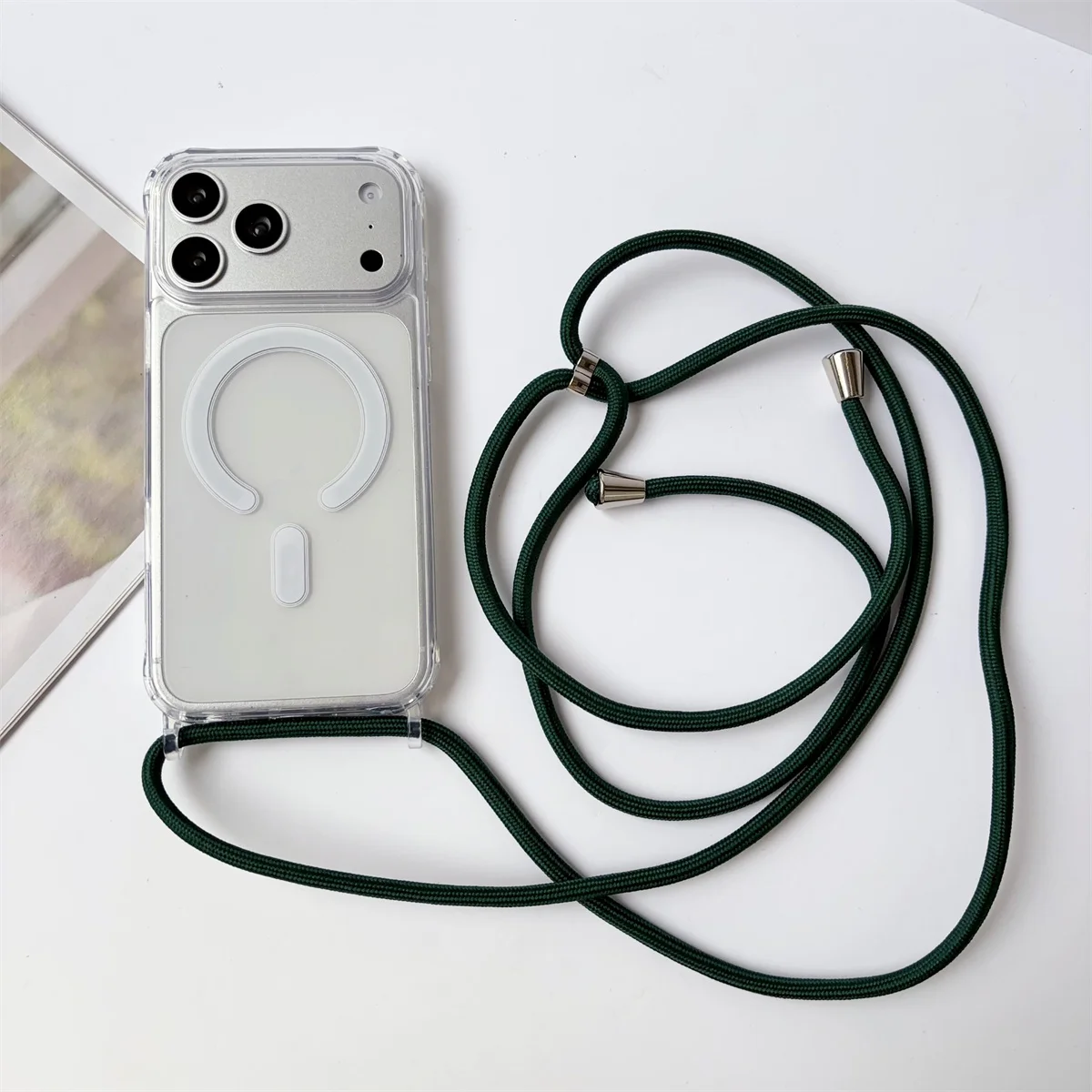 Crossbody Lanyard Transparente Magnetische Handyhülle für iPhone 17 Air 16 15 Plus 14 13 12 11 Pro Max für MagSafe Acryl Hartschalen-Rückseite