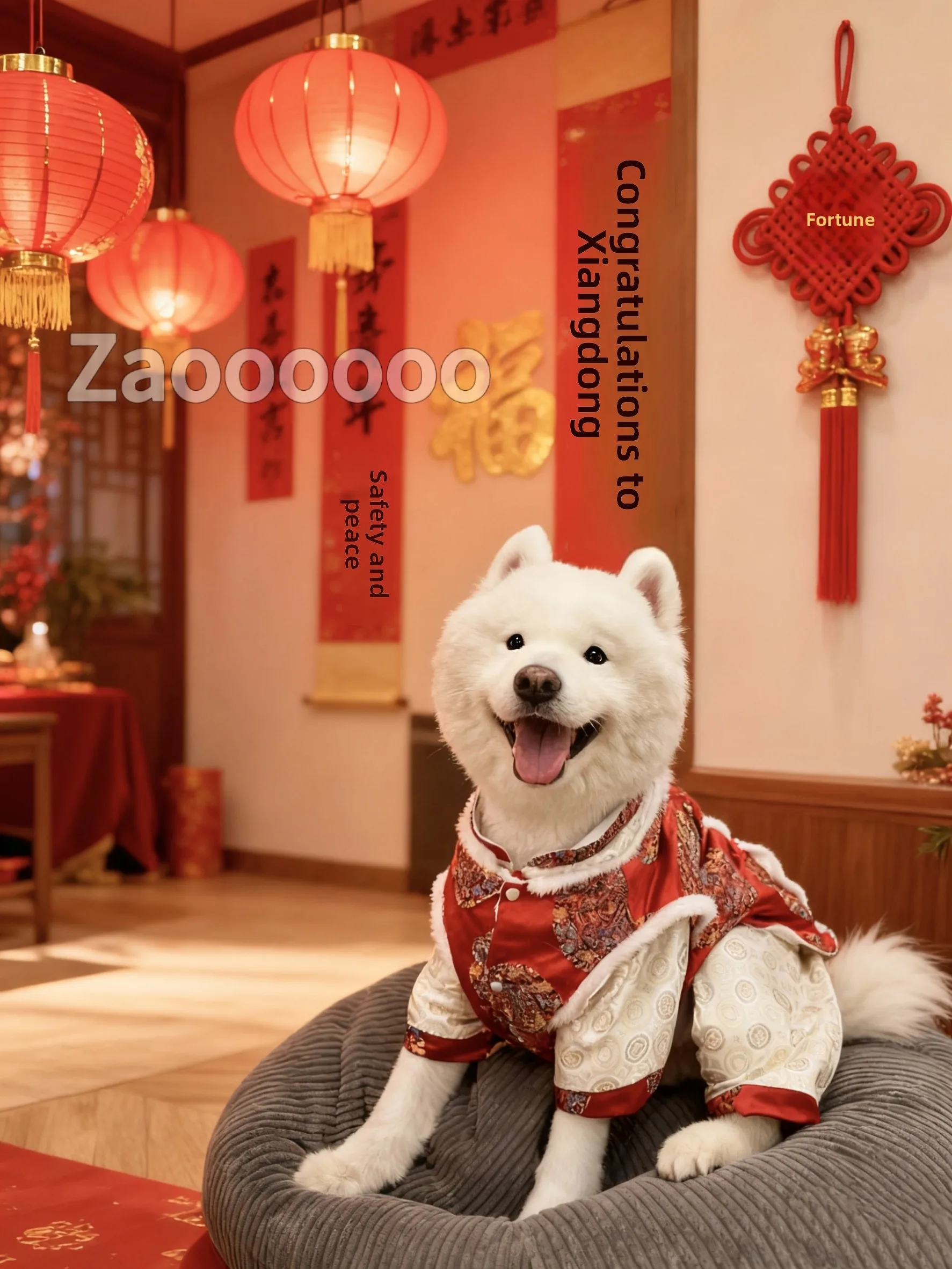 

Warm Fce Pet Clothes for Dogs Autumn Winter Traditional Chinese Costume Samoyed Golden Retriever Medium Large Dogs Four Le...