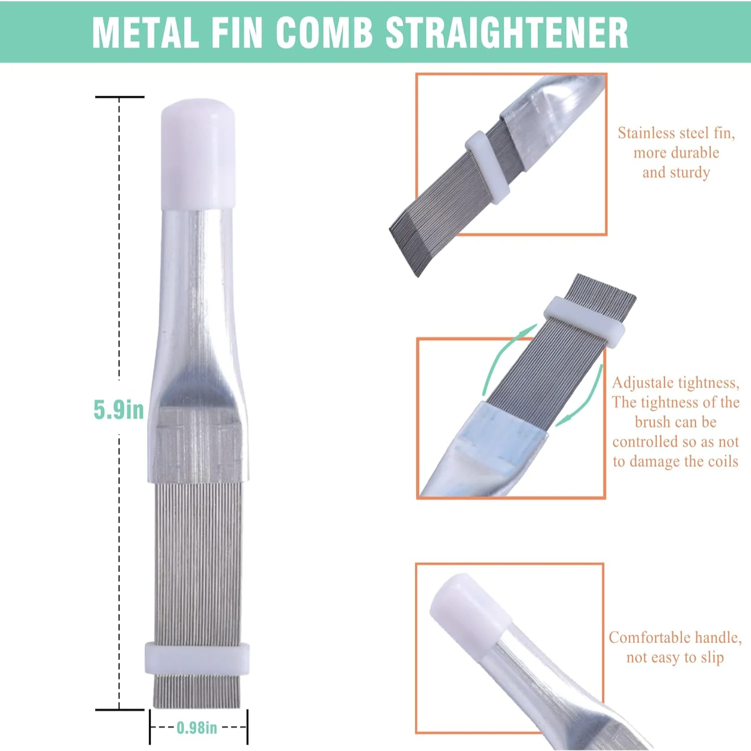 2Pcs Air Conditioner Fin Comb Cleaner kit AC Coil Cleaning Brush Condenser Fin Straightener AC Evaporator Comb Radiator Repair C