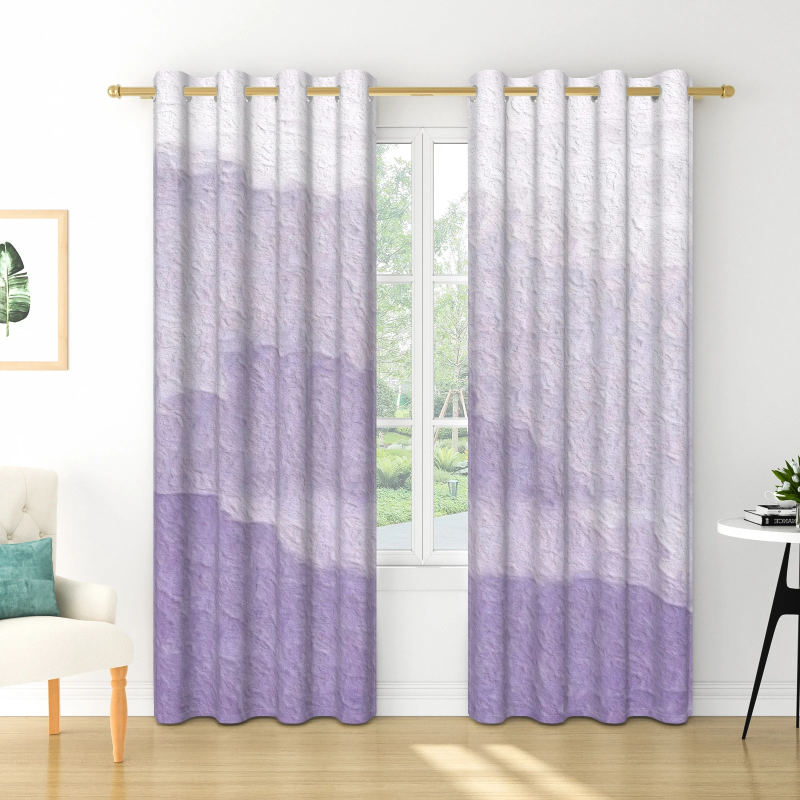 2pcs/set Abstract Color Curtains Modern Gradient Ombre Window Drapes for Bedroom Living Room Decor Polyester Blackout Curtains