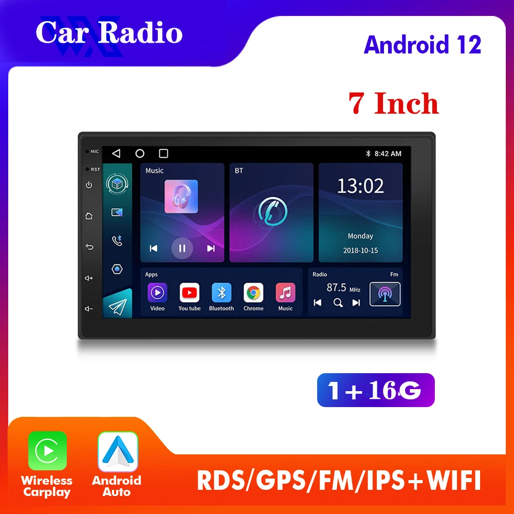 7 Inch Automotive Multimedia Central 2 Din Wireless CarPlay Smart Car intelligent System All In One Universal Android Auto Radio