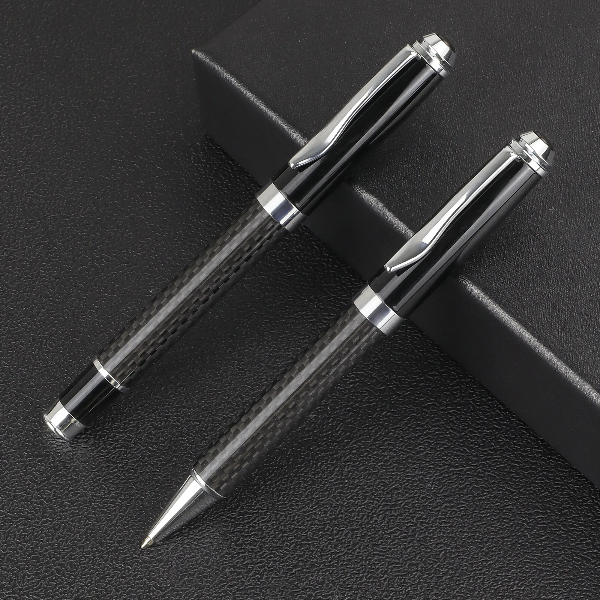 1 Pair of Ballpoint & Signature Pen Set,Mosaic Pattern, Black Ink, with Pen Case, Business Style,Office School Use