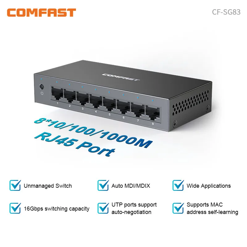 

Comfast Gigabit Ethernet Switch 8 Ports Internet Network Switch 10/100/1000Mbps 5 Ports Smart Switcher Fast Soho Switch