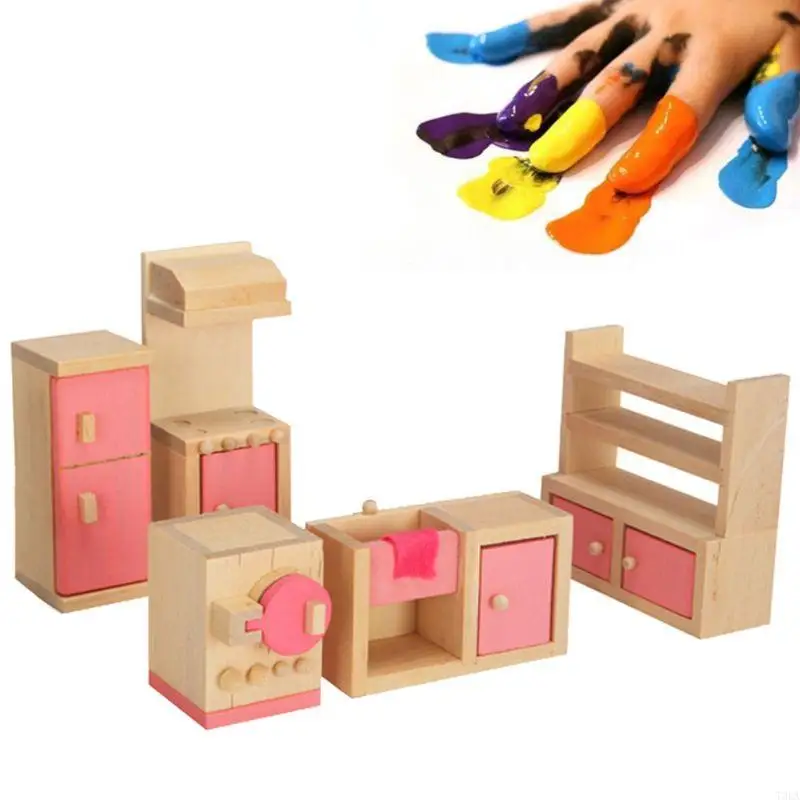 T3LA 1 juego 1:12 miniatura para casa muñecas muebles madera niño para jugar juguetes regalo Fo