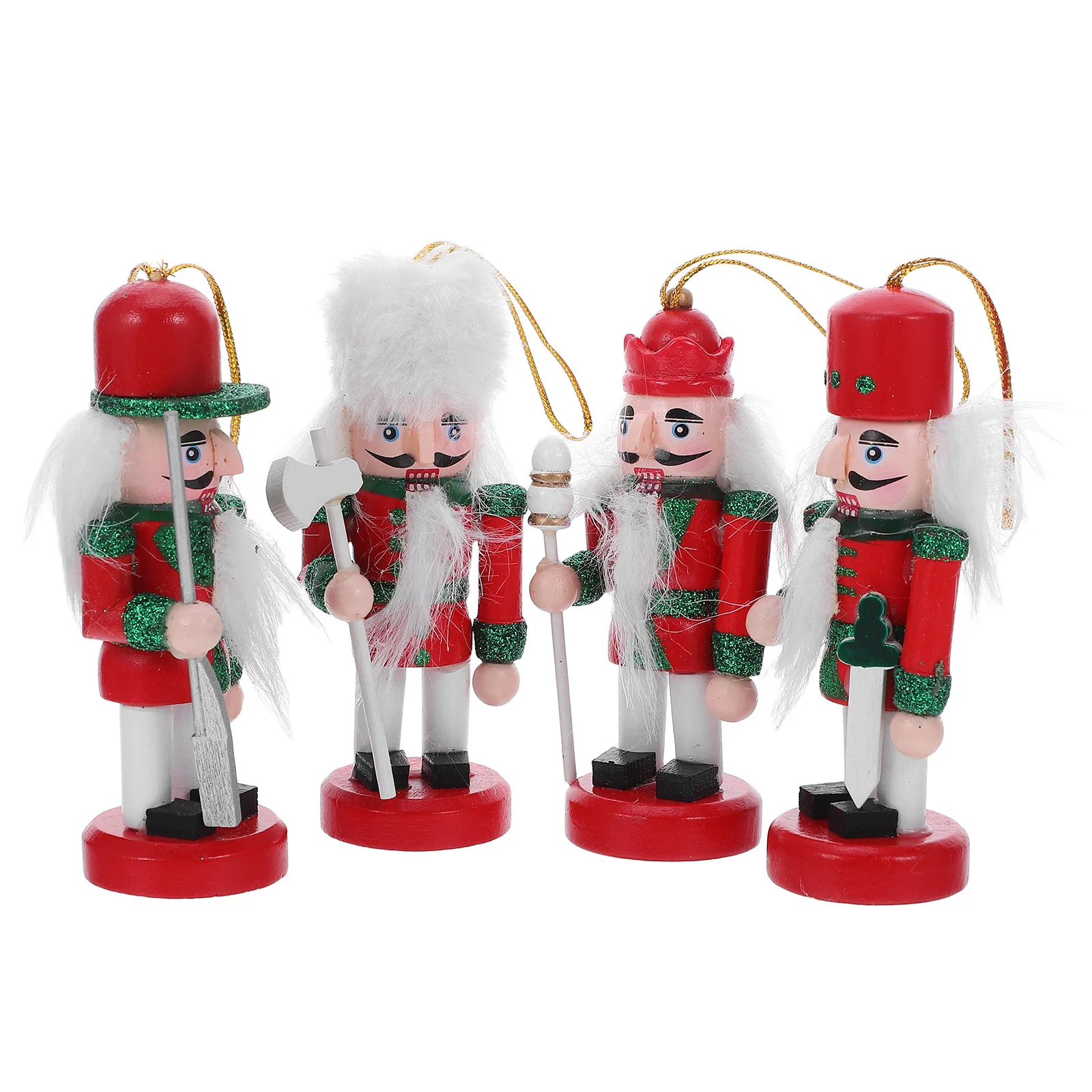 

4Pcs Small Nutcracker Decorations Wooden Handcrafted Ornaments for Christmas Holiday Tabletop Desktop Display Ornamental Set