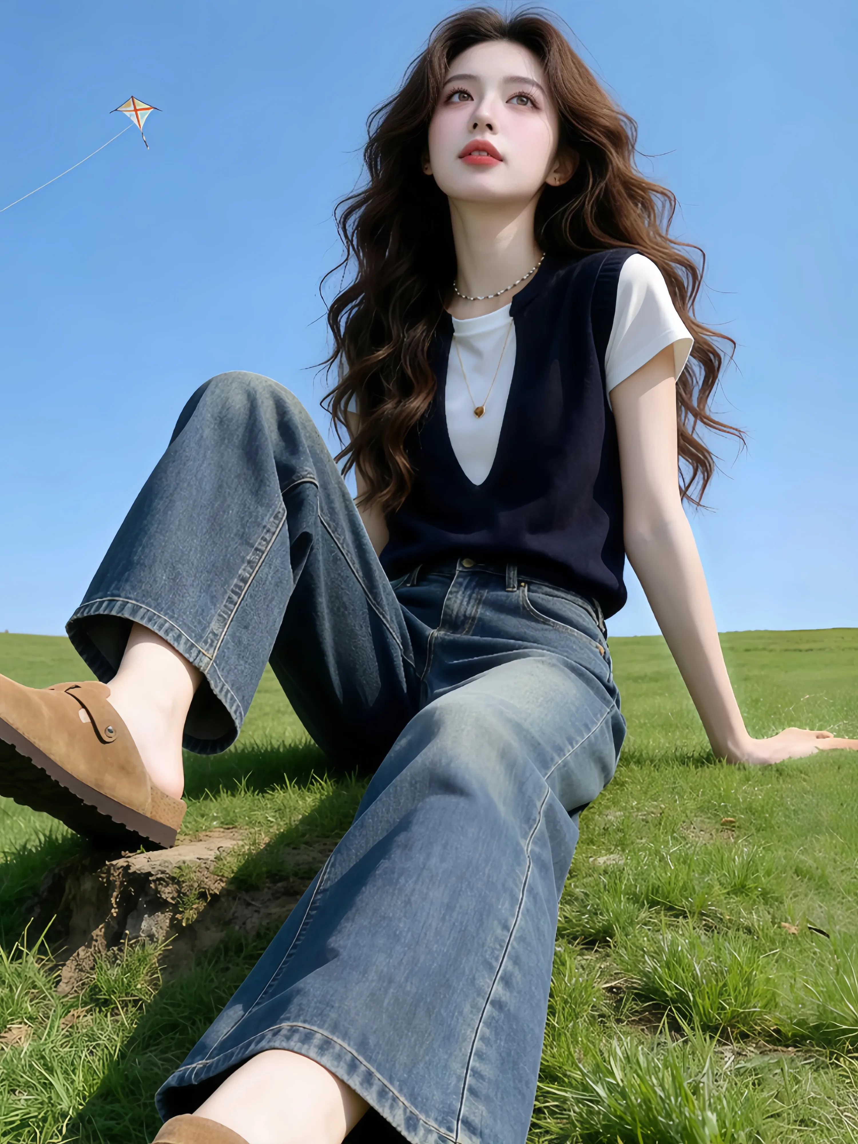 Unique Black Gradient Color Block Short Sleeve T-Shirt Women's Summer Casual Style Fake Two-Piece Top Breathable Comfortable