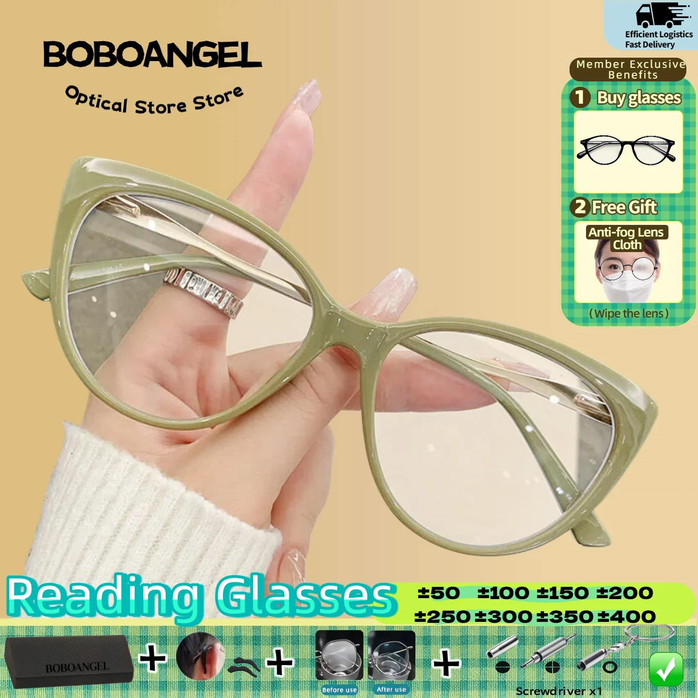 

BOBOANGEL Simple Butterfly Anti Blue Light Oval Myopia Prescription Reading Glasses Women Multifocal Optical Computer Eyeglasses