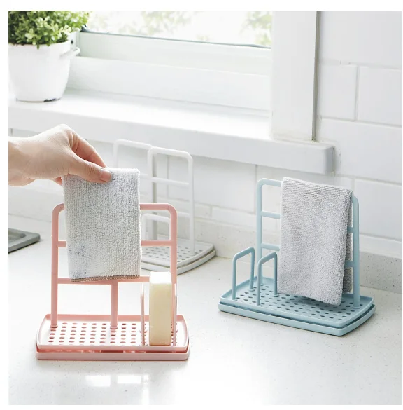 1PC Cleaning Cloth Rack Cloth Hanging Rack Drain Rack Cloth Rack Dishwashing Cloth Sponge Storage Soap Box Kitchen Organizer