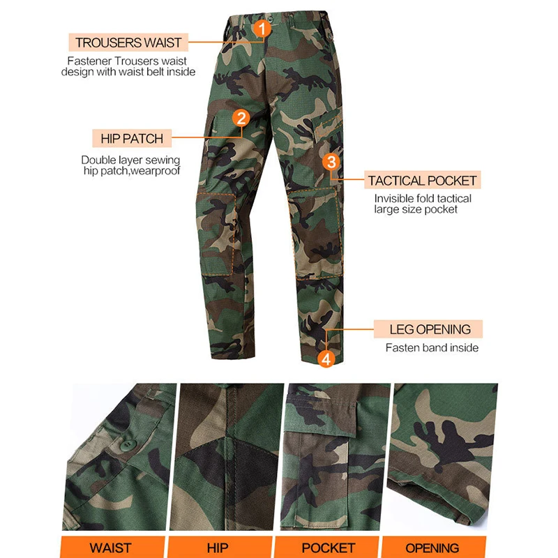 Hunting Tactical Uniform Shirt + Pants Camo Camouflage Hiking Uniform Outdoor Sport Men\'s Clothing Suit Climbing Huntin