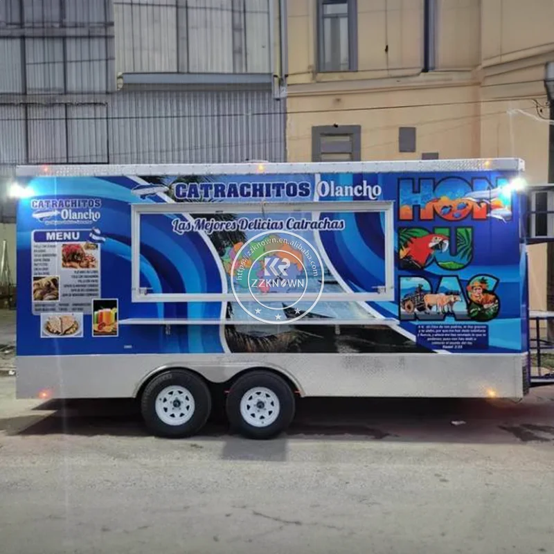 Concession Ice Cream Cart Food Truck Fully Equipped Custom Concession Snack Pizza BBQ Fast Food Trailer With Full Kitchen 2