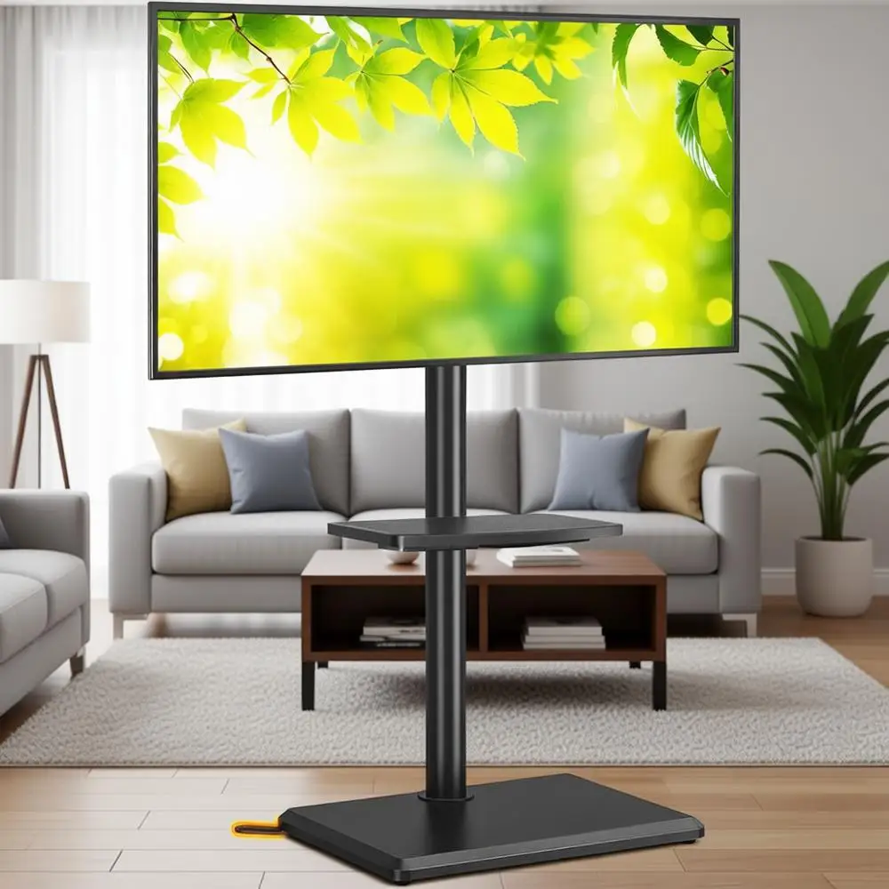 

Swivel & Height Adjustable TV Stand for 32-60 Inch TVs, Wood Base, Supports Up to 88 lbs