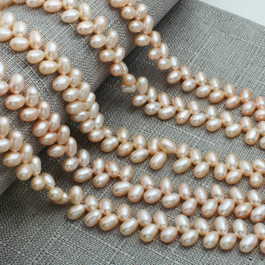 

6-7mm natural freshwater pearl pink perforated wheat ear beads irregular shaped jewelry DIY necklace bracelet