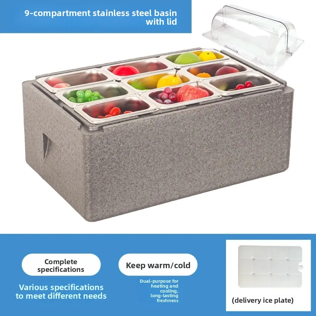 PZ-EPP1 EPP Fast Food Foam Insulated Rectangular Box Stall Multi-Grid Tableware Refrigerated Ice Freshness Transparent Dustproof