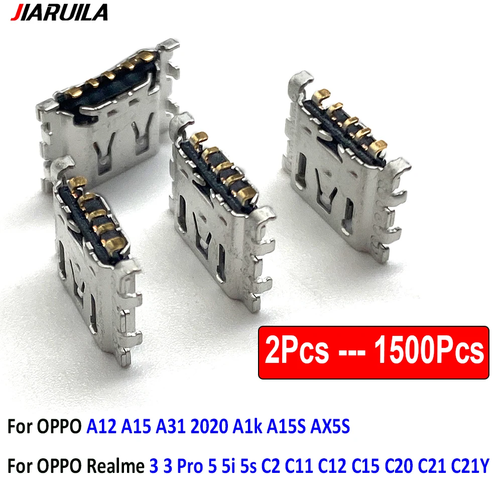 2Pcs - 1500Pcs,For OPPO A12 A15 A31 2020 A1k A15S AX5S Realme 3 3 Pro 5 5i 5s C2 C11 Micro USB Charging Dock Port Connector Plug