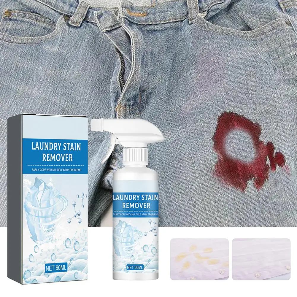 1/2PCS Spray puissant anti-taches pour vêtements 60ml, nettoyant à sec pour tissus et vêtements, élimine efficacement les taches d'huile tenaces