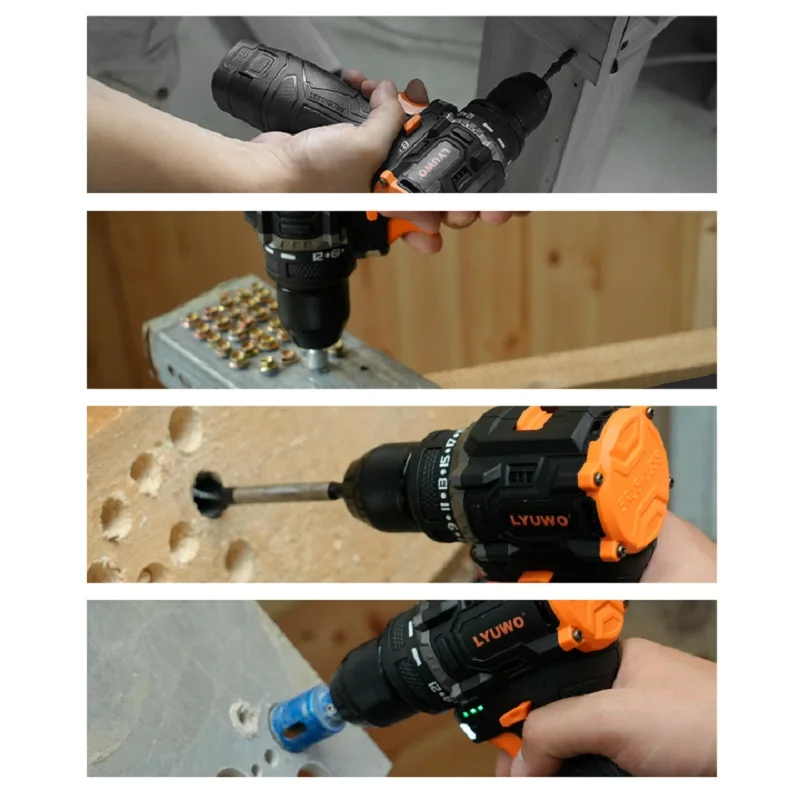 LYUWO 16.8V Brushless Cordless Hand Drill Self-locking Chuck Electric Screwdriver 21+1 Adjustable Torque 2-speed Electric Tool